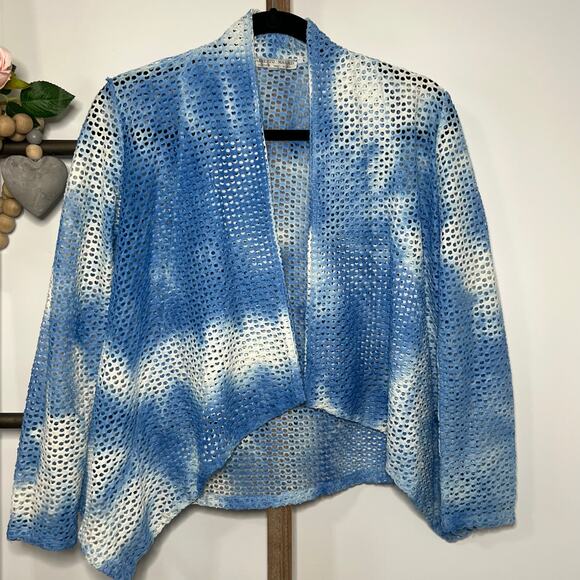 Alberto Makali Blue White Tie Dye Open‎ Cardigan Size Small - Picture 2 of 8